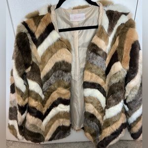 Multi color faux fur jacket